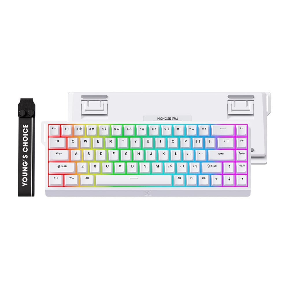 Teclado Magnético Gamer Mchose Ace 68, RGB, Hall Effect, USB-C, Branco- MC-Ace68-24