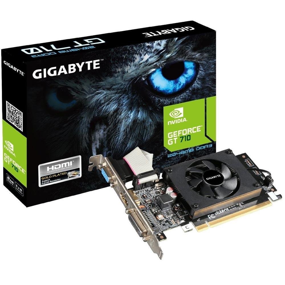 Placa de Vídeo Gigabyte NVIDIA GeForce GT 710 2G, DDR3 - GV-N710D3-2GL (Rev. 2.0) Placa de Vídeo Gigabyte NVIDIA GeForce GT 710 2G, DDR3 - GV-N710D3-2GL (Rev. 2.0)