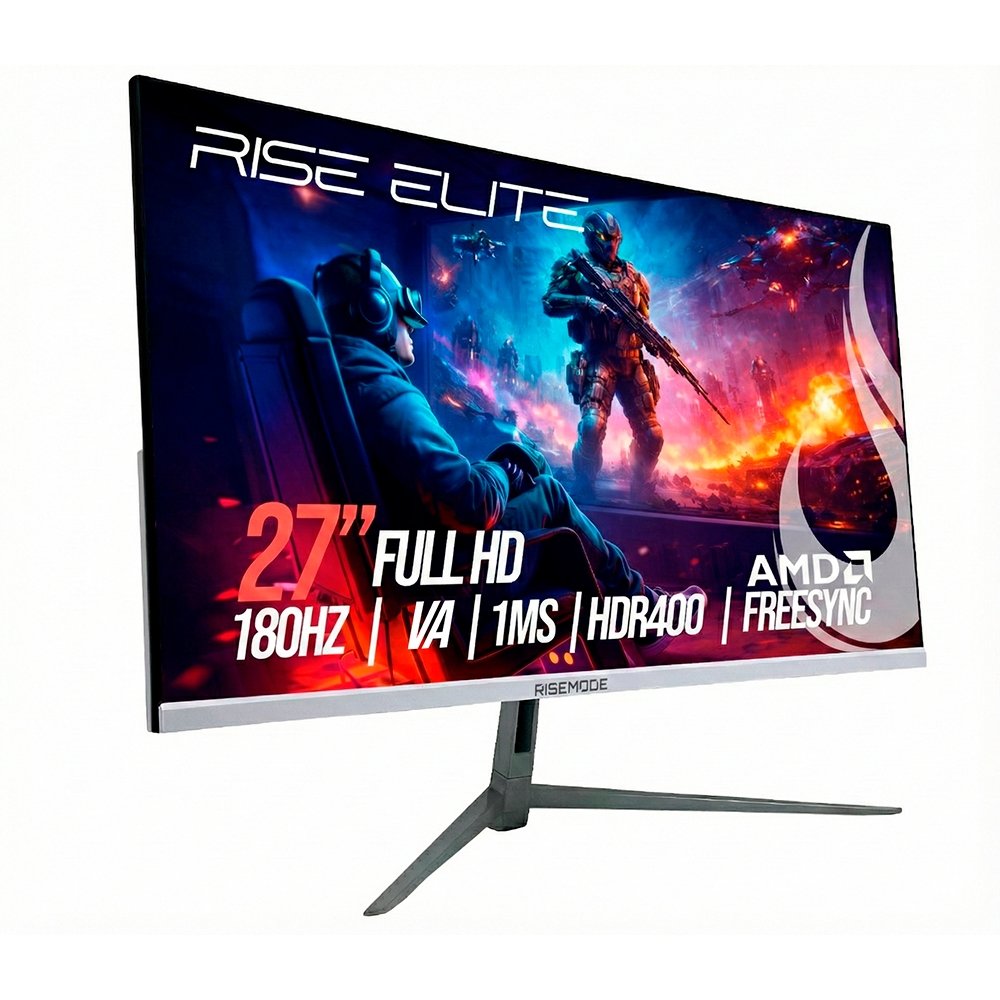 Monitor Gamer Curvo Rise Mode Prime 27", Full HD, 180Hz, 1ms, VA, FreeSync, HDR 400, HDMI e DisplayPort, Branco - RM-MOG-27C180FH-W