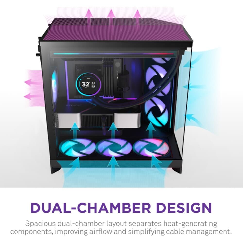 Gabinete NZXT H9 Flow RGB Plus | KaBuM!