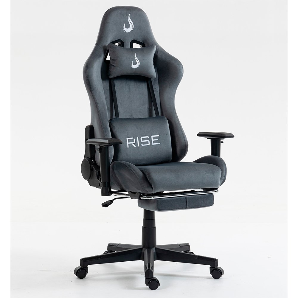 Cadeira Gamer Rise Mode X02, Ângulo Ajustável, Braço 2D, Apoio Para os Pés Retrátil, Cinza Fabric - RM-CG-X02-GR-FBC - view 4