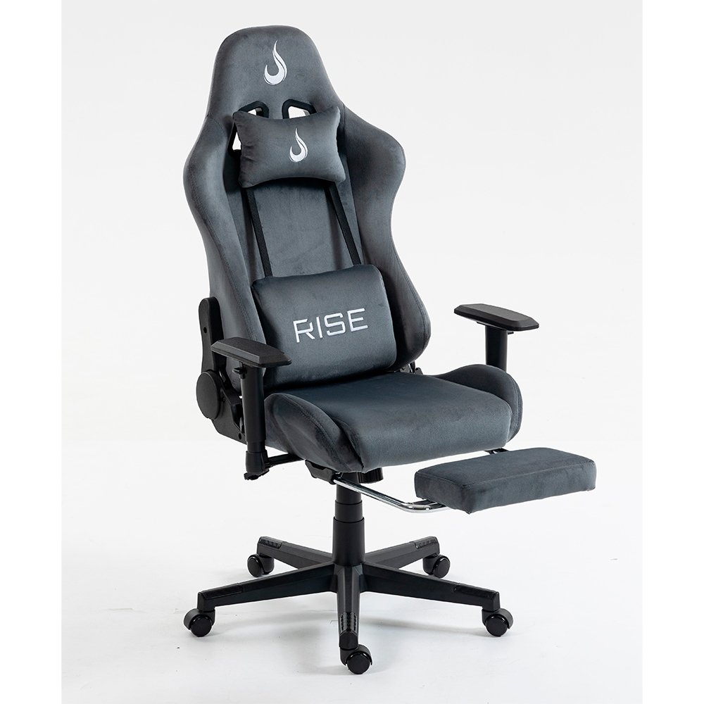 Cadeira Gamer Rise Mode X02, Ângulo Ajustável, Braço 2D, Apoio Para os Pés Retrátil, Cinza Fabric - RM-CG-X02-GR-FBC - view 10