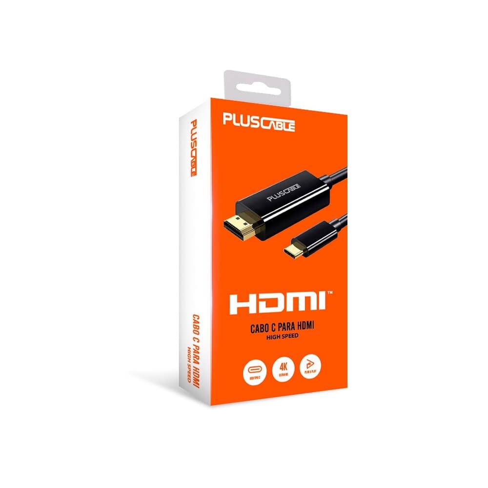 Cabo PlusCable USB-C para HDMI 2.0b, 2 Metros, Preto - HDMIC20
