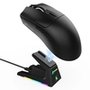 Mouse Gamer sem Fio Attack Shark X1 Ultraleve com Base de Carregamento Magnético RGB, Tri-Mode, 40.000 DPI, Sensor Óptico PAW3395 PRO, 6 Botões - Preto