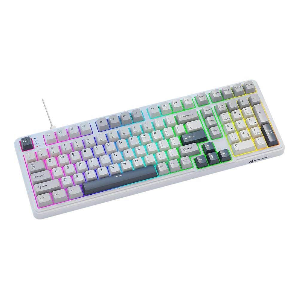 Teclado Mecânico Gamer Attack Shark X98, Layout 98 Teclas, RGB, Starlight White, Branco - AS-X98-SL-WT Teclado Mecânico Gamer Attack Shark X98, Layout 98 Teclas, RGB, Starlight White, Branco - AS-X98-SL-WT