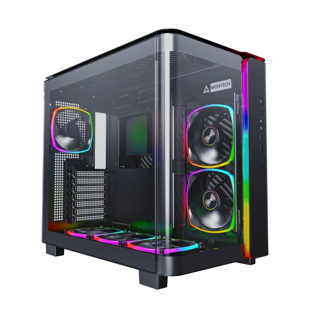 Gabinete Gamer Montech King 95 Pro, Mid-Tower, Vidro Duplo Temperado, Com 6X Fans, Preto - KING95PBK Gabinete Gamer Montech King 95 Pro, Mid-Tower, Vidro Duplo Temperado, Com 6X Fans, Preto - KING95PBK