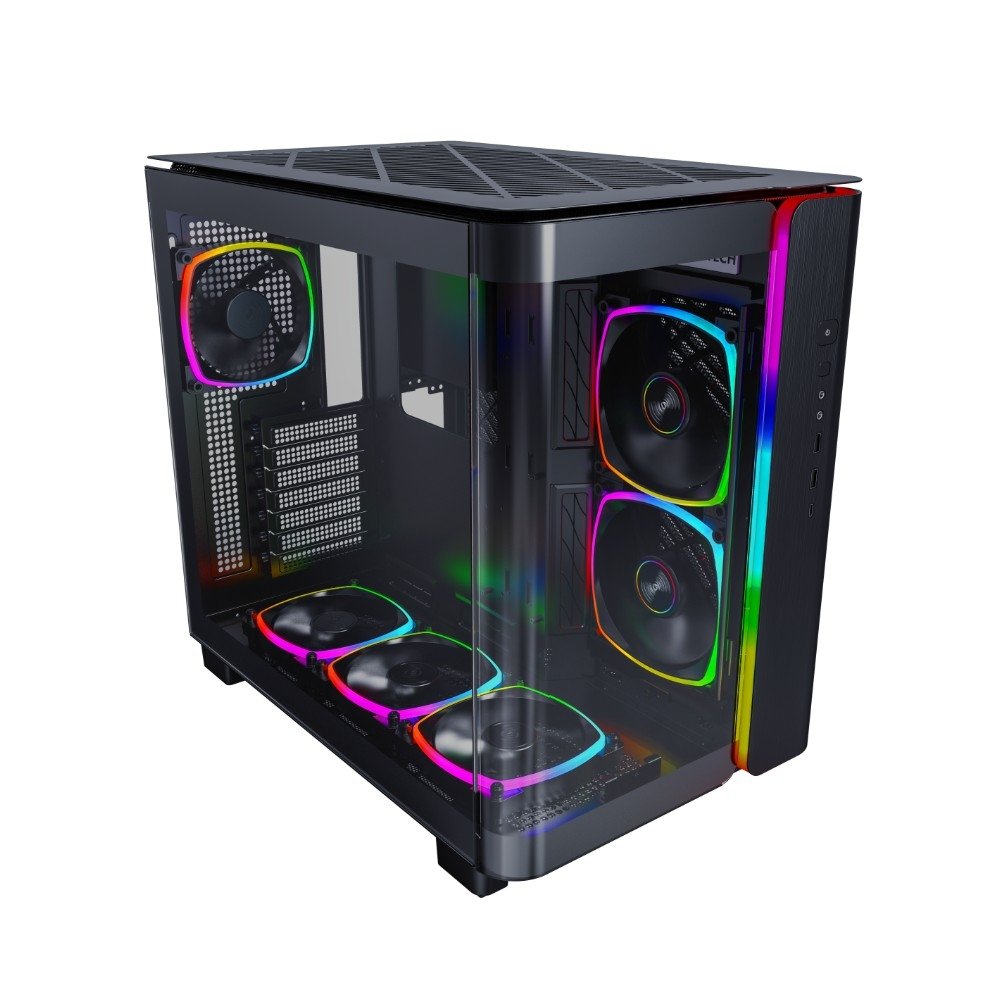 Gabinete Gamer Montech King 95 Pro, Mid-Tower, Vidro Duplo Temperado, Com 6X Fans, Preto - KING95PBK Gabinete Gamer Montech King 95 Pro, Mid-Tower, Vidro Duplo Temperado, Com 6X Fans, Preto - KING95PBK