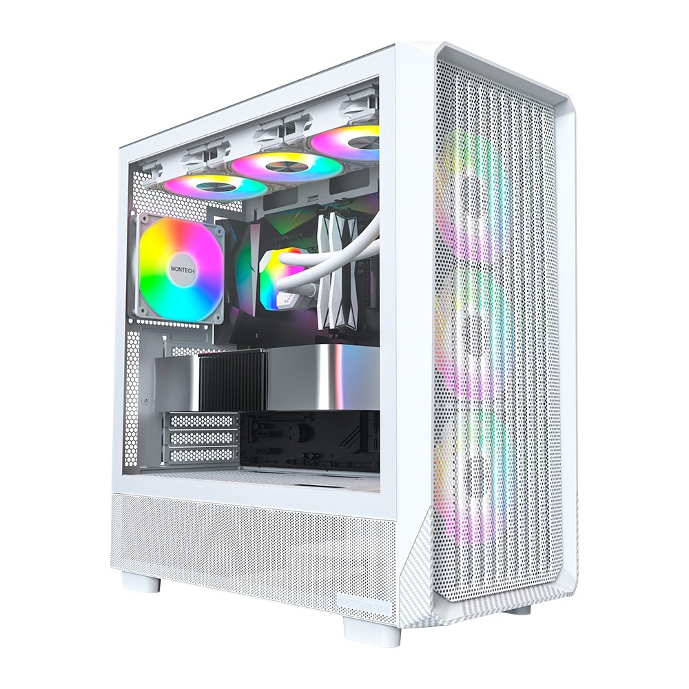 Gabinete Gamer Montech X5, Mid-Tower, Vidro Temperado, Com 4X Fans, Branco - X5WH Gabinete Gamer Montech X5, Mid-Tower, Vidro Temperado, Com 4X Fans, Branco - X5WH
