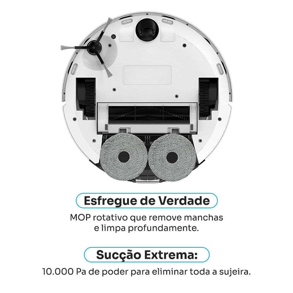 Robô Aspirador de Pó e Passa Pano KABUM! smart K1100, Mapeamento, MOP Rotativo, Autolimpante, até 10000PA, APP, 127V, Branco - KSAR110010BR