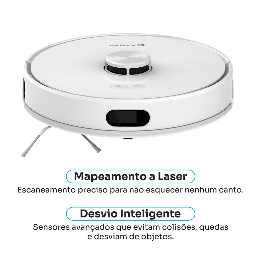 Robô Aspirador de Pó e Passa Pano KABUM! smart K1100, Mapeamento, MOP Rotativo, Autolimpante, até 10000PA, APP, 127V, Branco - KSAR110010BR