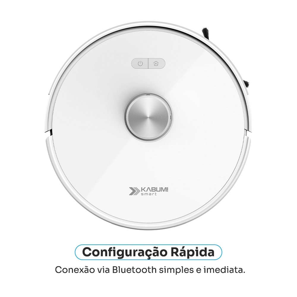 Robô Aspirador de Pó e Passa Pano KABUM! smart K1100, Mapeamento, MOP Rotativo, Autolimpante, até 10000PA, APP, 127V, Branco - KSAR110010BR