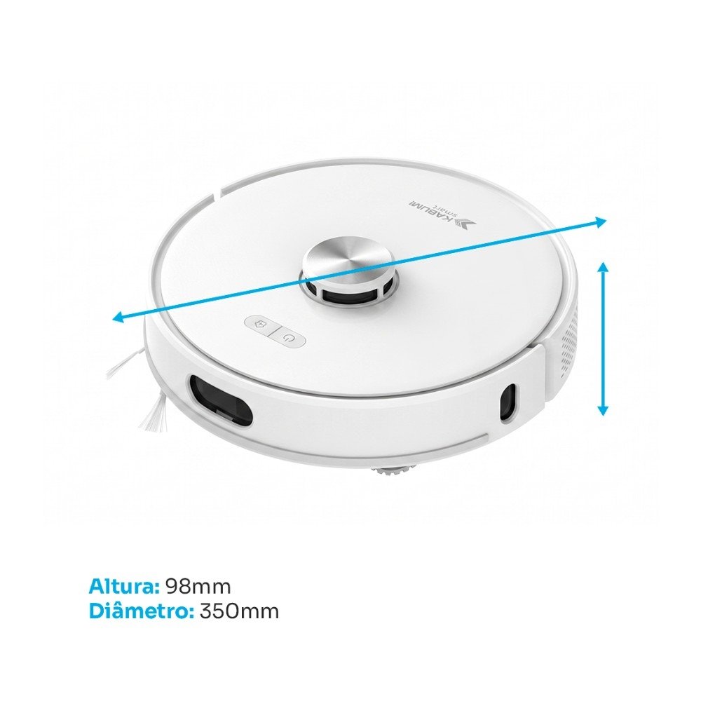 Robô Aspirador de Pó e Passa Pano KABUM! smart K1100, Mapeamento, MOP Rotativo, Autolimpante, até 10000PA, APP, 127V, Branco - KSAR110010BR
