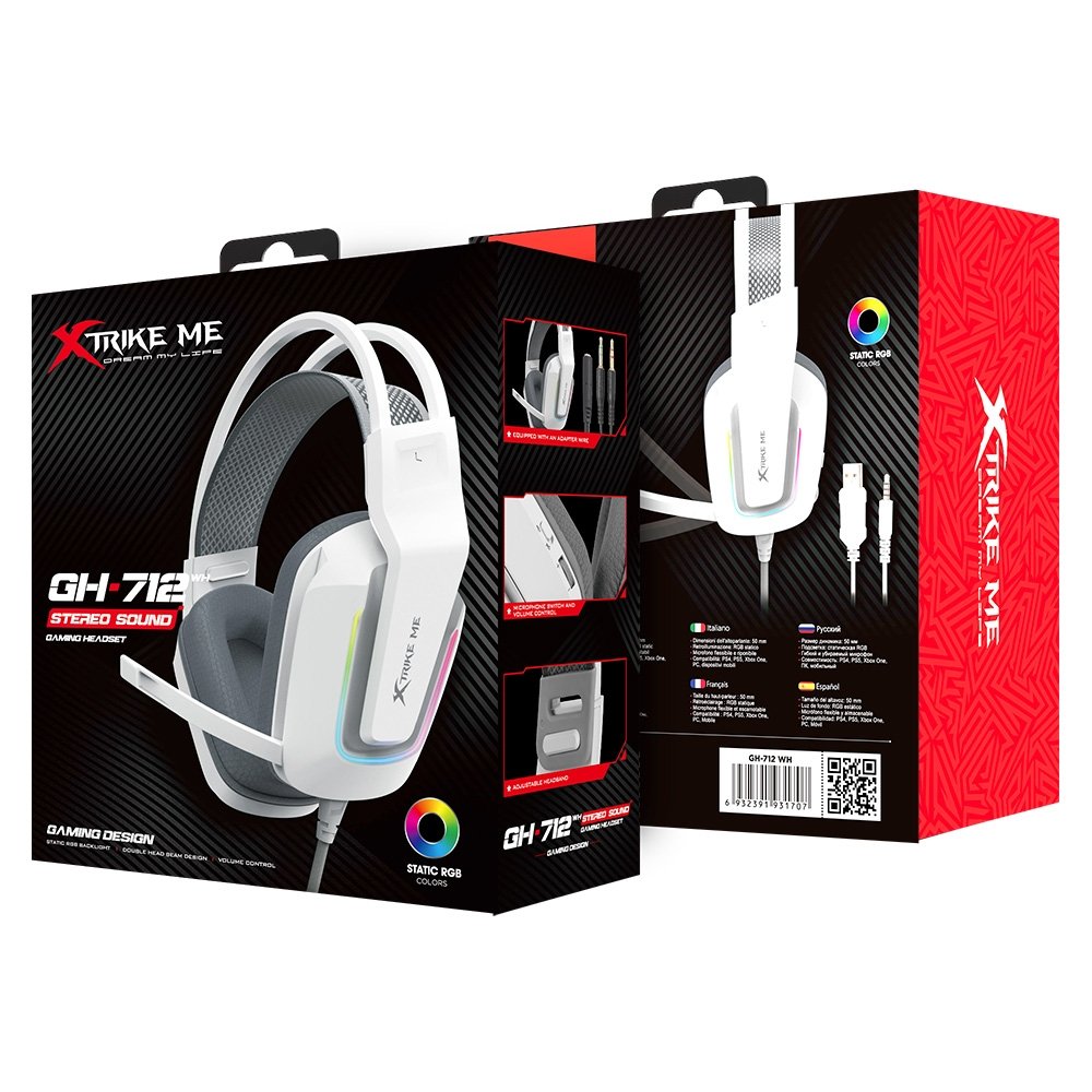 Headset Gamer Xtrike Me GH-712 Branco RGB | KaBuM!
