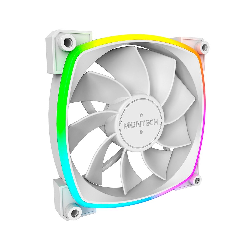 Ventoinha Montech RX120, 120mm, PWM, ARGB, Lâmina Reversa, Branco - RX120 PWM White