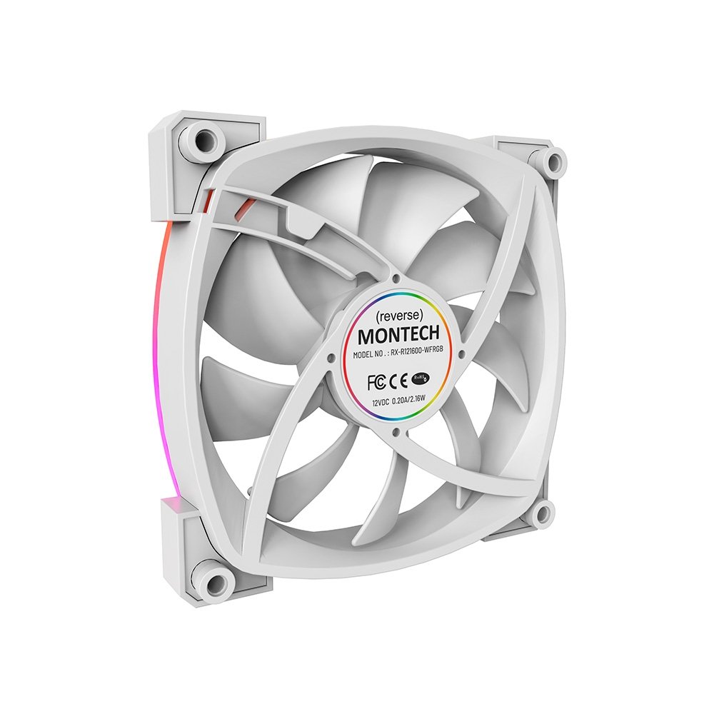 Ventoinha Montech RX120, 120mm, PWM, ARGB, Lâmina Reversa, Branco - RX120 PWM White
