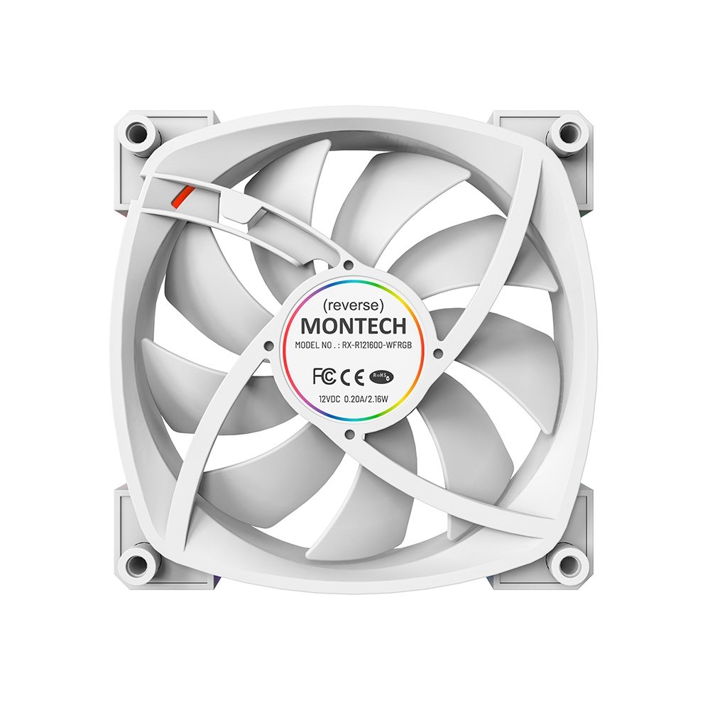 Ventoinha Montech RX120, 120mm, PWM, ARGB, Lâmina Reversa, Branco - RX120 PWM White