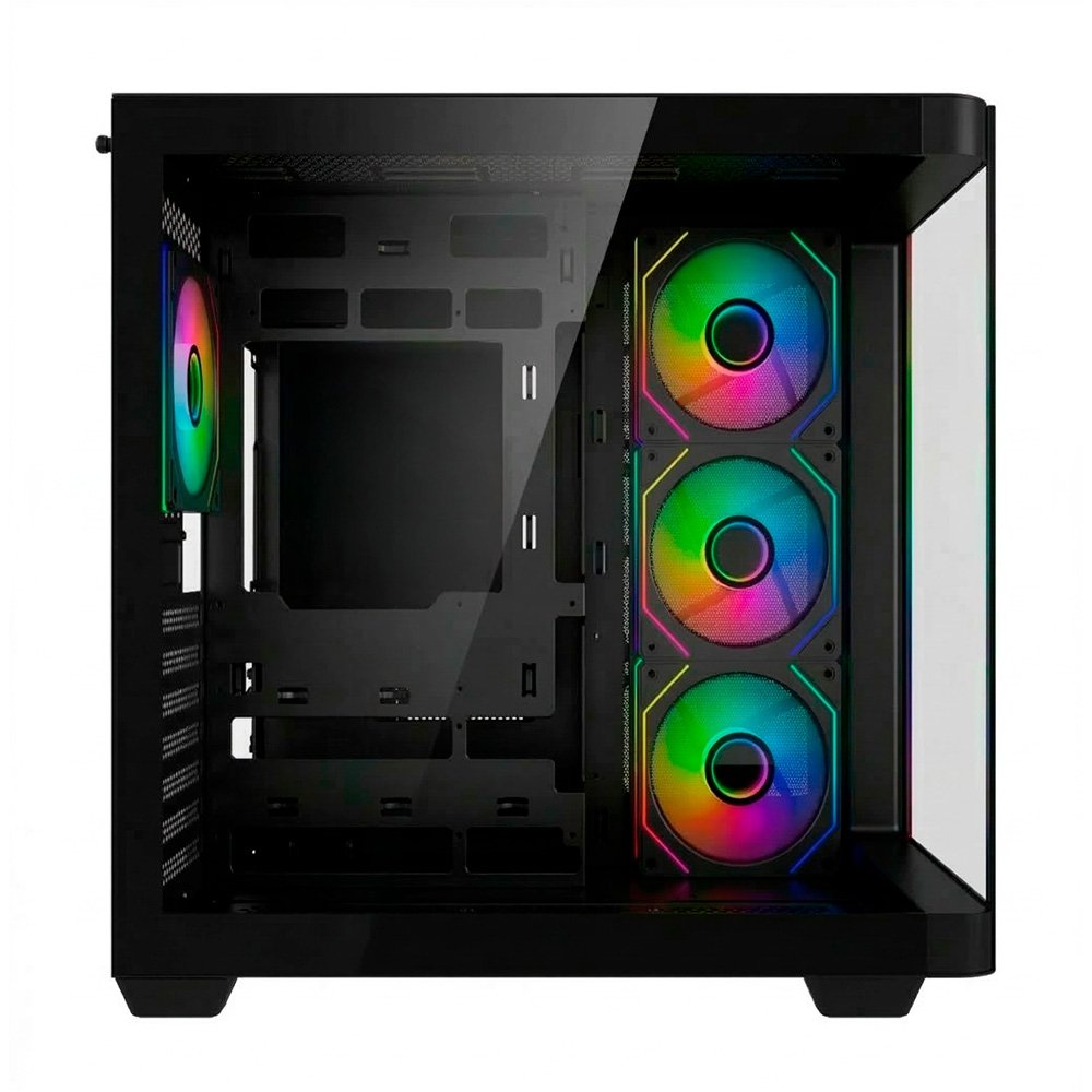Gabinete Gamer Liketec Madness Pro, Mid Tower, ATX, Lateral e Frontal em Vidro Curvo, LED RGB, Sem Fans, Preto - LT-GB-MADNESSPRO-DARK-V1 Gabinete Gamer Liketec Madness Pro, Mid Tower, ATX, Lateral e Frontal em Vidro Curvo, LED RGB, Sem Fans, Preto - LT-GB-MADNESSPRO-DARK-V1