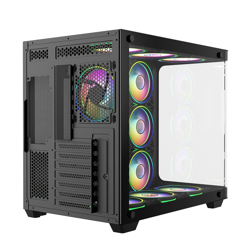 Gabinete Gamer Liketec Madness Pro, Mid Tower, ATX, Lateral e Frontal em Vidro Curvo, LED RGB, Sem Fans, Preto - LT-GB-MADNESSPRO-DARK-V1 Gabinete Gamer Liketec Madness Pro, Mid Tower, ATX, Lateral e Frontal em Vidro Curvo, LED RGB, Sem Fans, Preto - LT-GB-MADNESSPRO-DARK-V1