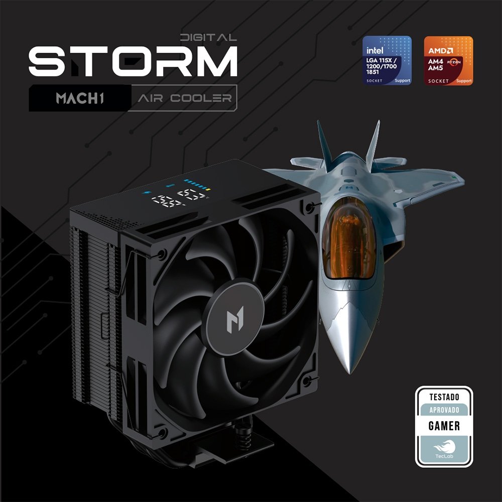 Air Cooler MACH1 STORM DIGITAL, AMD e Intel, 120mm, Preto - B40 DIG BK V2 Air Cooler MACH1 STORM DIGITAL, AMD e Intel, 120mm, Preto - B40 DIG BK V2