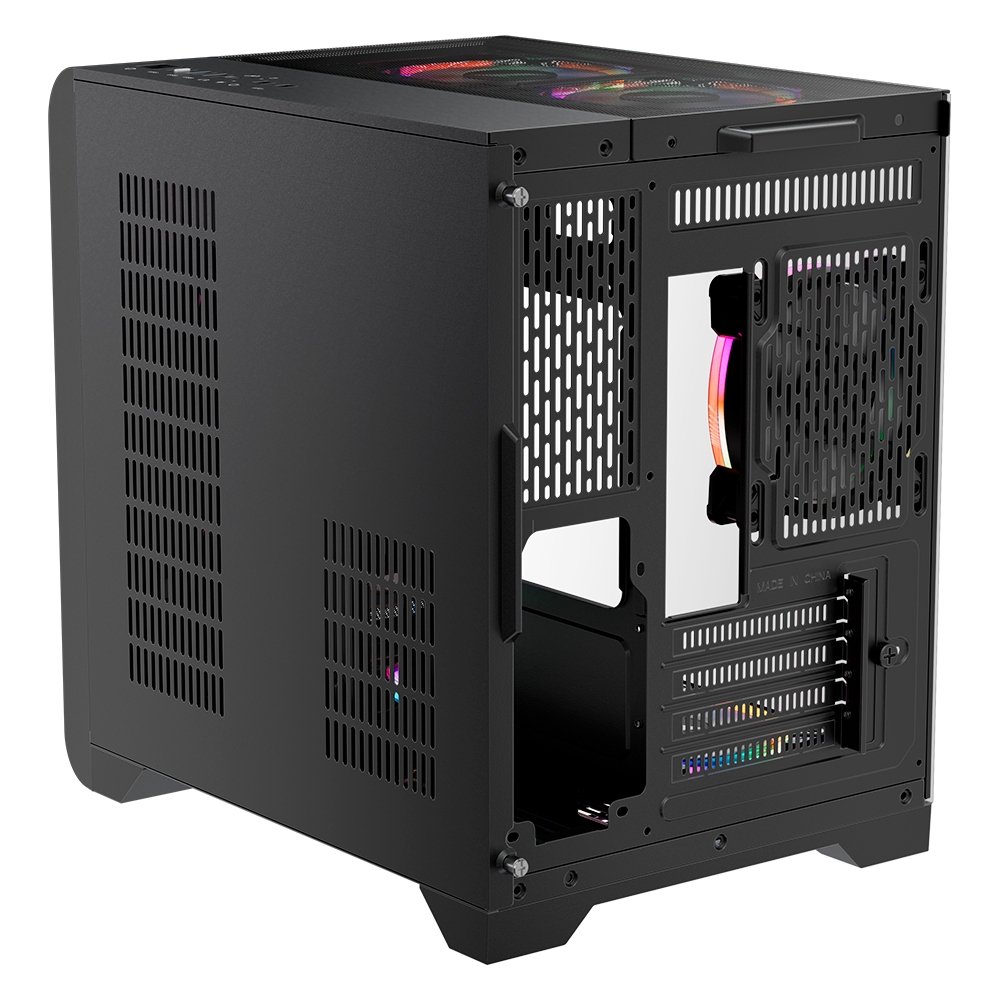Gabinete Gamer 1STPLAYER VT5, Mid Tower, RGB, M-ATX, Lateral em Vidro Temperado, 3X Fans, Preto - VT5-BK-3FS7