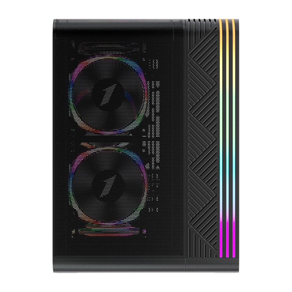 Gabinete Gamer 1STPLAYER VT5, Mid Tower, RGB, M-ATX, Lateral em Vidro Temperado, 3X Fans, Preto - VT5-BK-3FS7