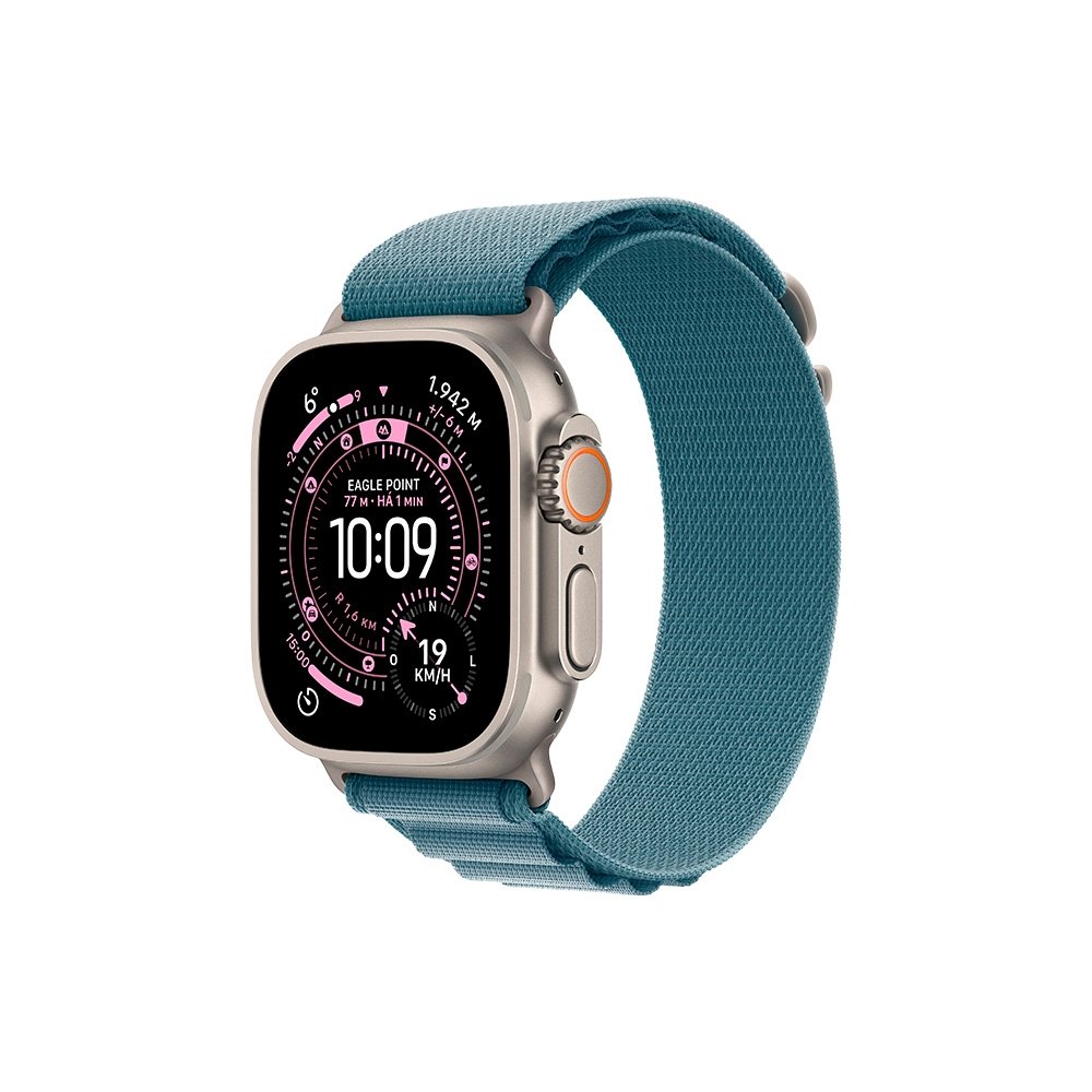 Apple Watch Ultra 3 GPS + Cellular, Caixa Natural de Titânio de 49 mm, Pulseira loop Alpina azul-clara, M - MEWM4BE/A