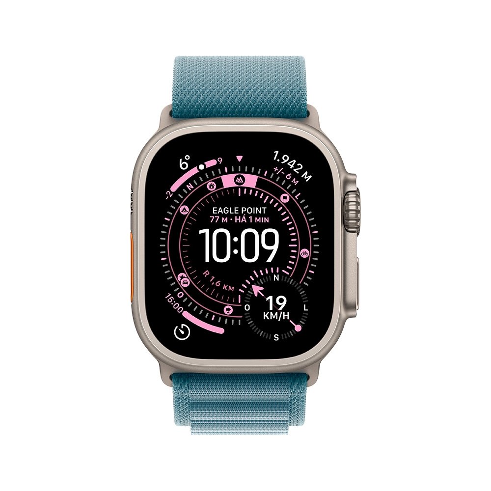 Apple Watch Ultra 3 GPS + Cellular, Caixa Natural de Titânio de 49 mm, Pulseira loop Alpina azul-clara, M - MEWM4BE/A