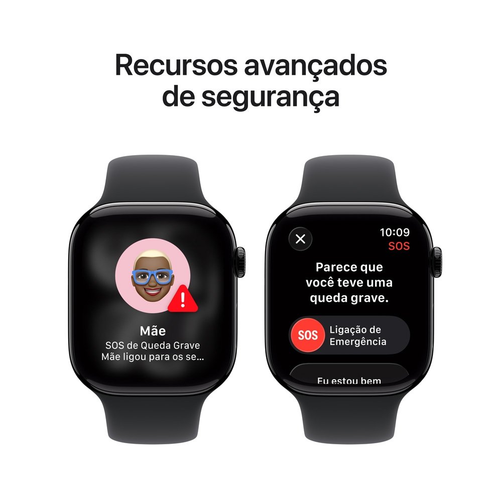 Apple Watch Series 11 GPS, Caixa Preta Brilhante de Alumínio de 46 mm, Pulseira esportiva Preta, Tamanho P/M - MEUW4AM/A