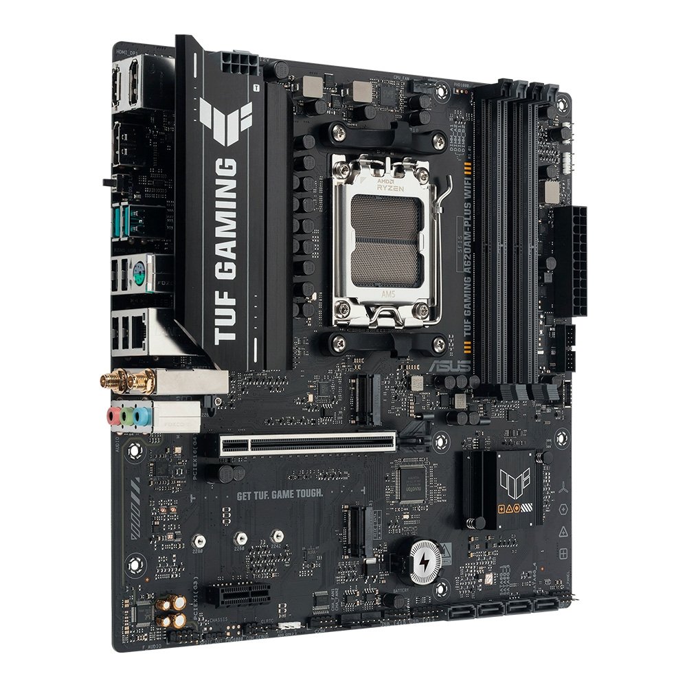 Placa Mãe ASUS TUF GAMING A620AM-PLUS WIFI, AMD AM5 , m-ATX, DDR5, Wi-fi6 - 90MB1MZ0-M0EAY0 Placa Mãe ASUS TUF GAMING A620AM-PLUS WIFI, AMD AM5 , m-ATX, DDR5, Wi-fi6 - 90MB1MZ0-M0EAY0