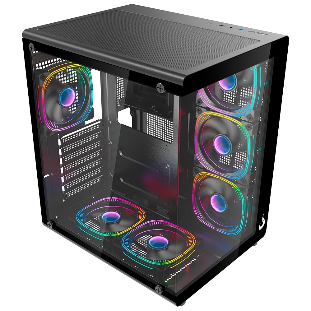Gabinete Gamer Rise Mode Galaxy Glass X, Mid Tower, ATX, Lateral e Frontal em Vidro, Preto - RM-GA-GGX-FB