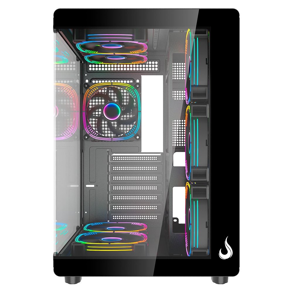 Gabinete Gamer Rise Mode Galaxy Glass X, Mid Tower, ATX, Lateral e Frontal em Vidro, Preto - RM-GA-GGX-FB