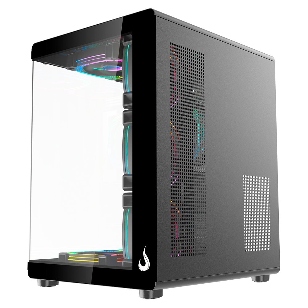 Gabinete Gamer Rise Mode Galaxy Glass X, Mid Tower, ATX, Lateral e Frontal em Vidro, Preto - RM-GA-GGX-FB