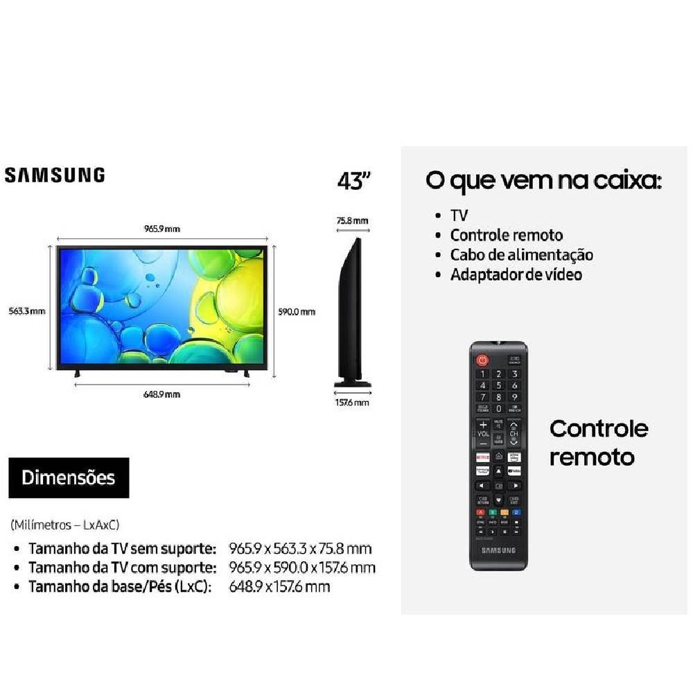 Smart TV 43"" Samsung Full HD 43F6000F Tizen Hyper Real 2 HDMI - view 6