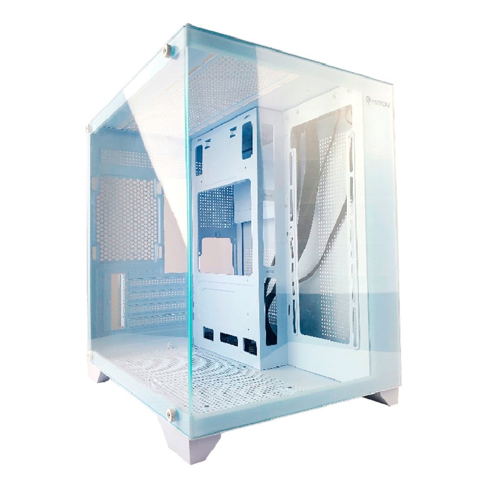 Gabinete Gamer HAYOM GB1788, Mid Tower, Aquário, Frontal e Lateral em Vidro, Branco - GB.17.10.88