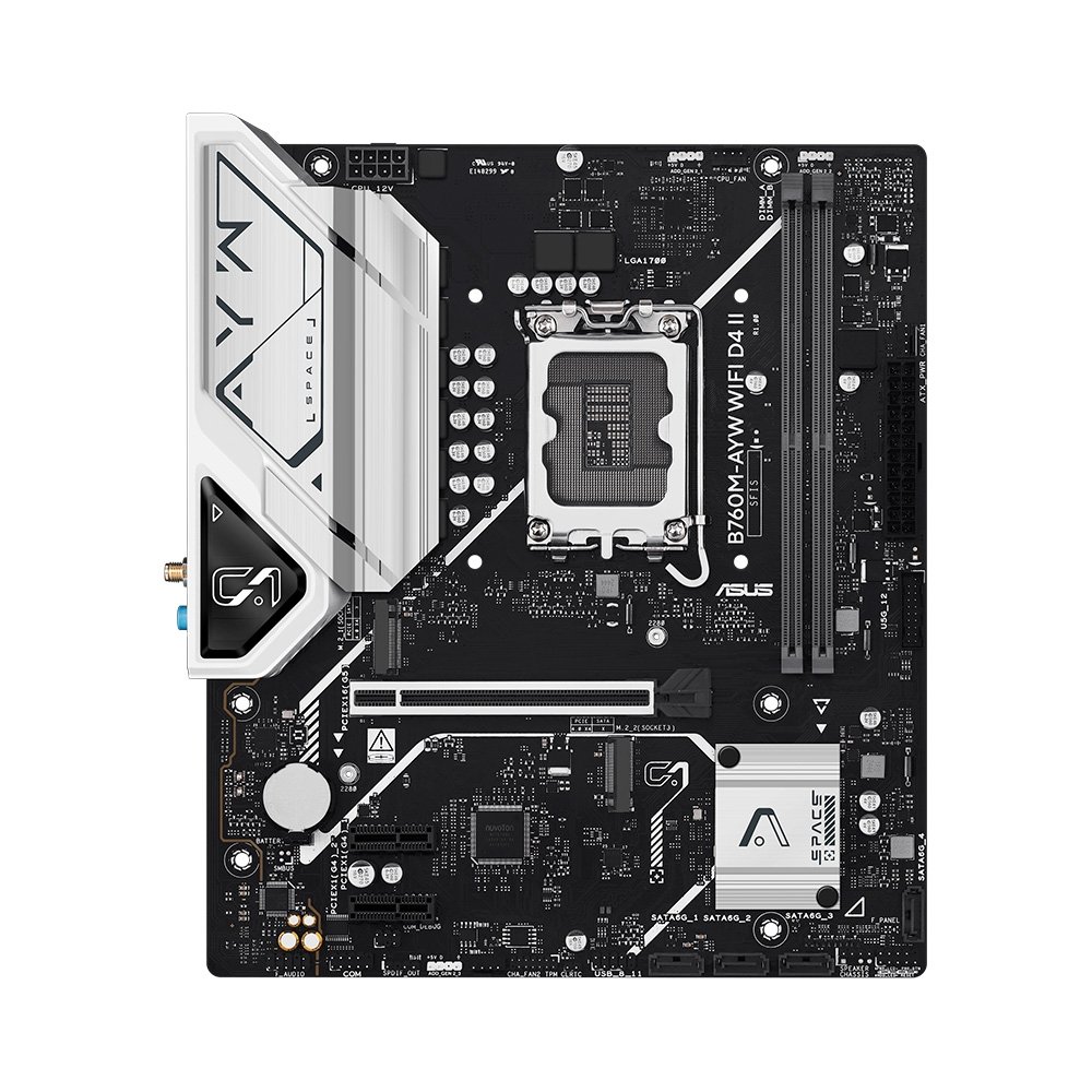 Placa-Mãe ASUS B760M-AYW WIFI D4 II, Intel LGA 1700, mATX, DDR4, Wi-Fi 6, Preto - 90MB1MG0-M0EAY0 Placa-Mãe ASUS B760M-AYW WIFI D4 II, Intel LGA 1700, mATX, DDR4, Wi-Fi 6, Preto - 90MB1MG0-M0EAY0
