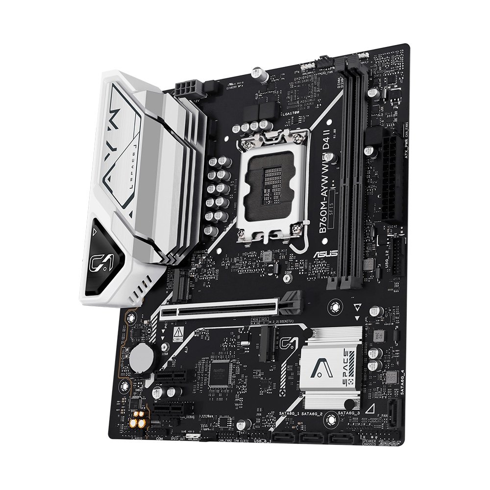 Placa-Mãe ASUS B760M-AYW WIFI D4 II, Intel LGA 1700, mATX, DDR4, Wi-Fi 6, Preto - 90MB1MG0-M0EAY0 Placa-Mãe ASUS B760M-AYW WIFI D4 II, Intel LGA 1700, mATX, DDR4, Wi-Fi 6, Preto - 90MB1MG0-M0EAY0