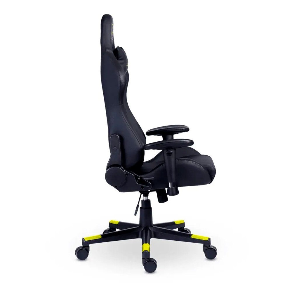 Cadeira Gamer XT Racer Attack, Até 120Kg, Reclinável, Com Almofadas, Cilindro de Gás Classe 4, Couro PU, Preta e Amarela - XTR-052