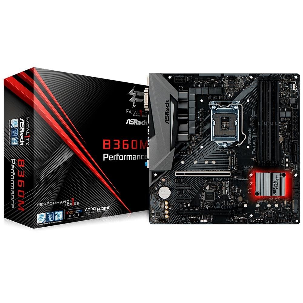 Placa-Mãe ASRock B360M Performance, Intel LGA 1151, mATX, DDR4 Placa-Mãe ASRock B360M Performance, Intel LGA 1151, mATX, DDR4