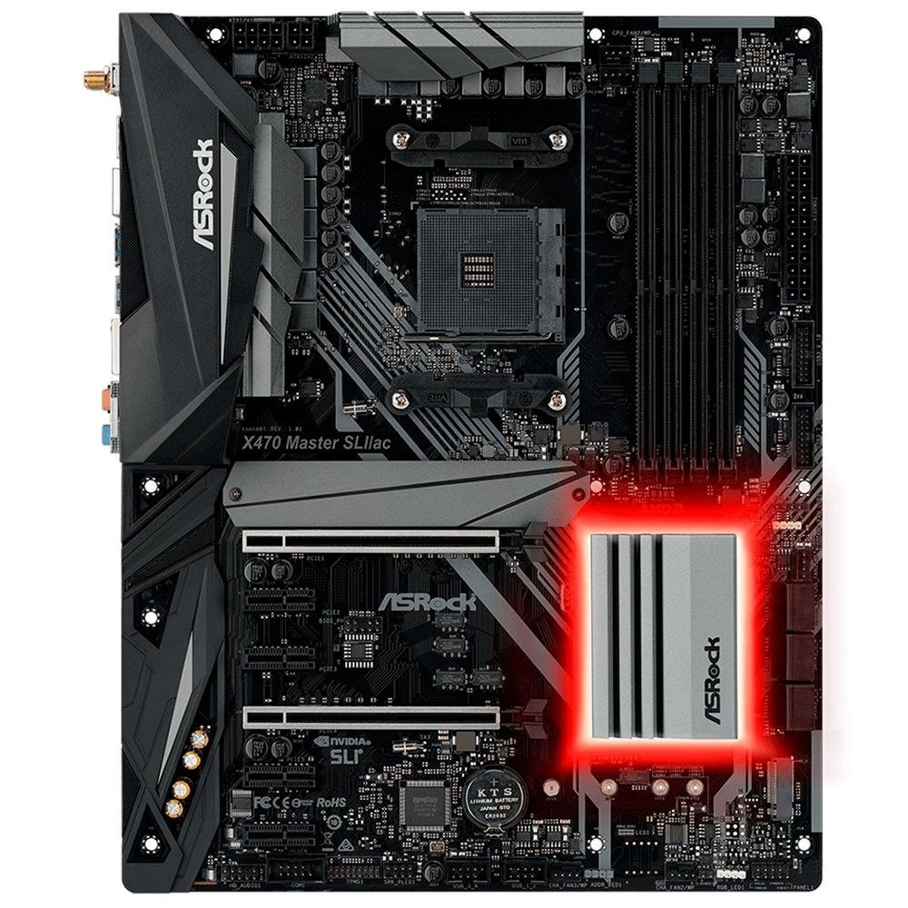 Placa-Mãe ASRock X470 Master SLI/AC, AMD AM4, ATX, DDR4 Placa-Mãe ASRock X470 Master SLI/AC, AMD AM4, ATX, DDR4
