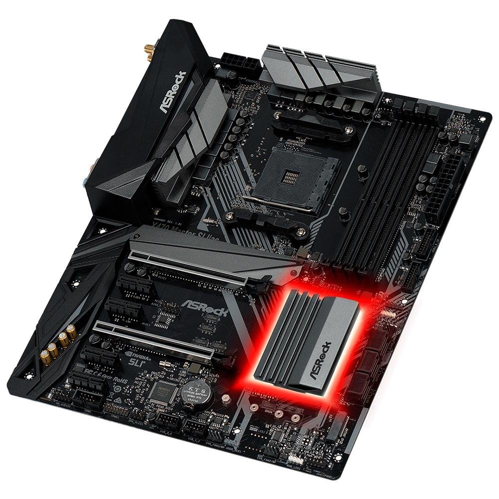 Placa-Mãe ASRock X470 Master SLI/AC, AMD AM4, ATX, DDR4 Placa-Mãe ASRock X470 Master SLI/AC, AMD AM4, ATX, DDR4