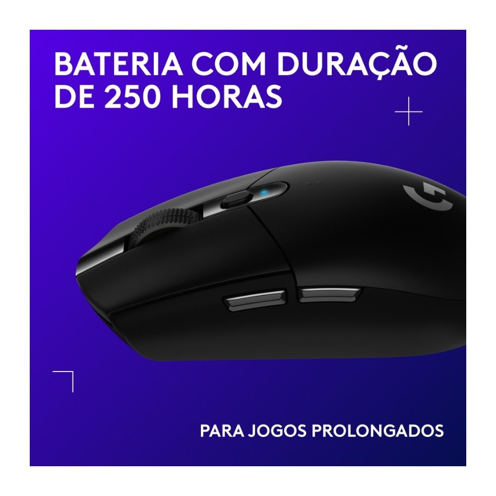 Mouse Gamer Sem Fio Logitech G305 LIGHTSPEED, 12000 DPI, 6 Botões, Preto - 910-005281 Mouse Gamer Sem Fio Logitech G305 LIGHTSPEED, 12000 DPI, 6 Botões, Preto - 910-005281
