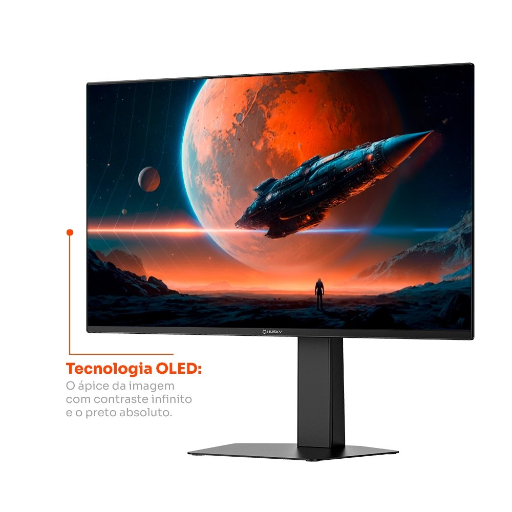 Monitor Gamer Husky Boreal OLED 27", QHD, 240Hz, RGB, DisplayPort e HDMI, 1.07B Cores, Ajuste de Ângulo, Preto - HMG00727