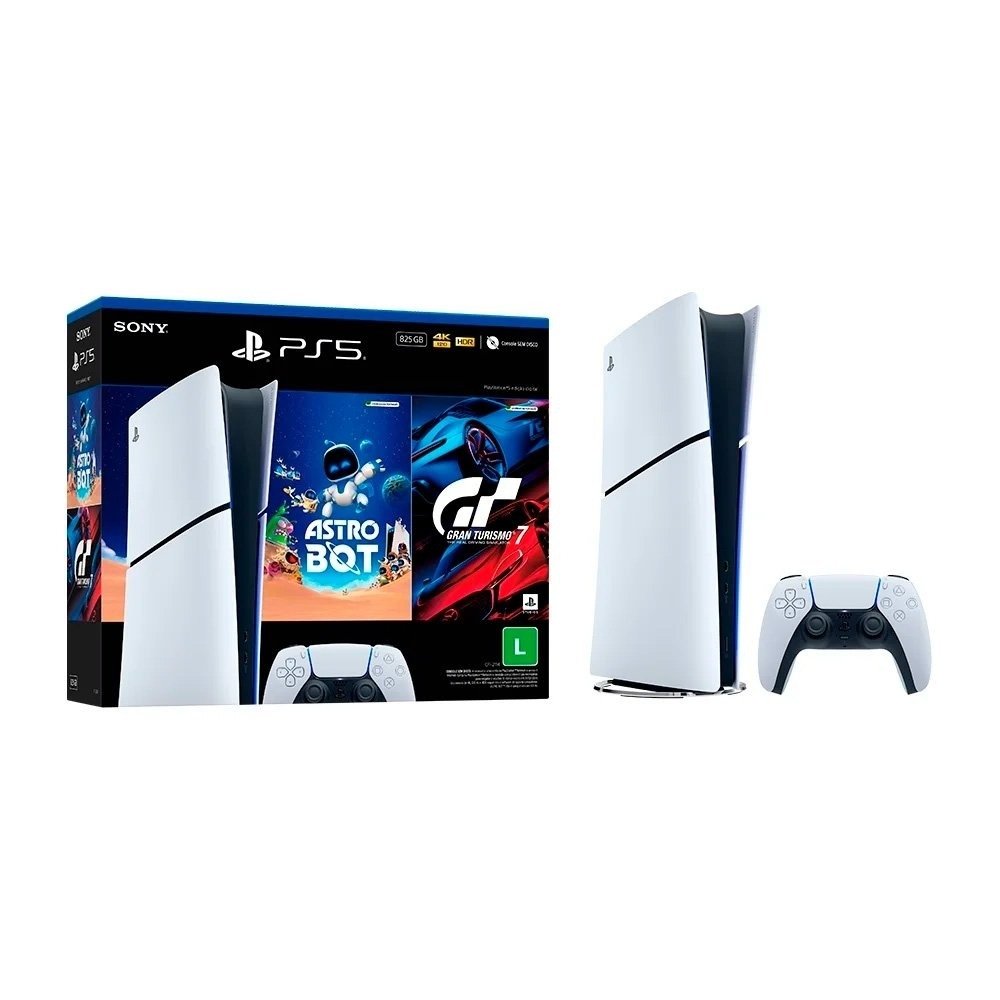 Console Sony PlayStation 5, SSD 825GB, Controle Sem Fio DualSense + 2 Jogos Digitais, Edição Digital Console Sony PlayStation 5, SSD 825GB, Controle Sem Fio DualSense + 2 Jogos Digitais, Edição Digital
