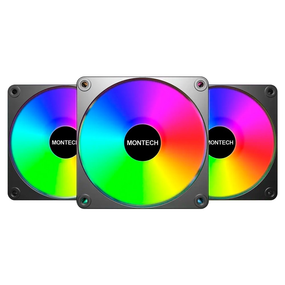 Ventoinha Montech GF120R V2, ARGB, Reverse, 120mm, Preto - GF120RV2ARGBB