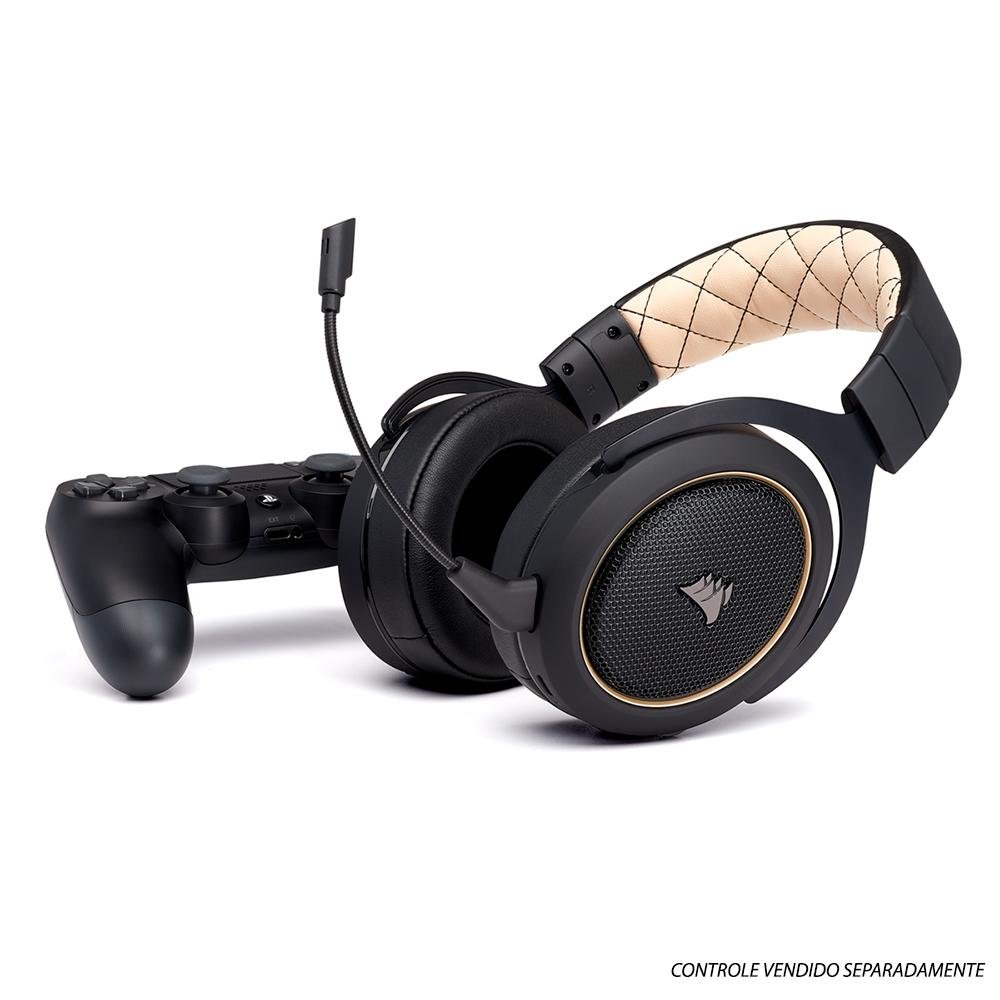 Headset Gamer Corsair HS70 Wireless, 7.1 Surround, Drivers 50mm, Preto/Creme - CA-9011178-NA Headset Gamer Corsair HS70 Wireless, 7.1 Surround, Drivers 50mm, Preto/Creme - CA-9011178-NA
