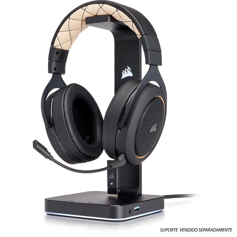 Headset Gamer Corsair HS70 Wireless, 7.1 Surround, Drivers 50mm, Preto/Creme - CA-9011178-NA Headset Gamer Corsair HS70 Wireless, 7.1 Surround, Drivers 50mm, Preto/Creme - CA-9011178-NA