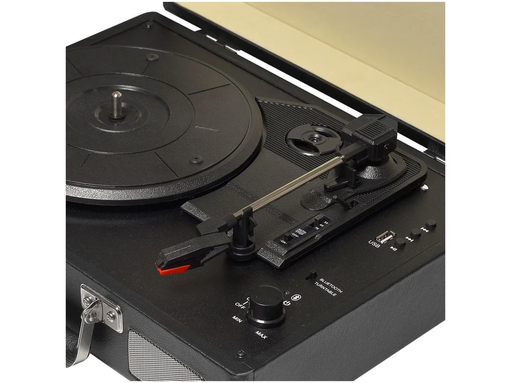 Toca Discos Raveo Sonetto Retrô, Bluetooth, USB, 3 Rotações diferentes Toca Discos Raveo Sonetto Retrô, Bluetooth, USB, 3 Rotações diferentes