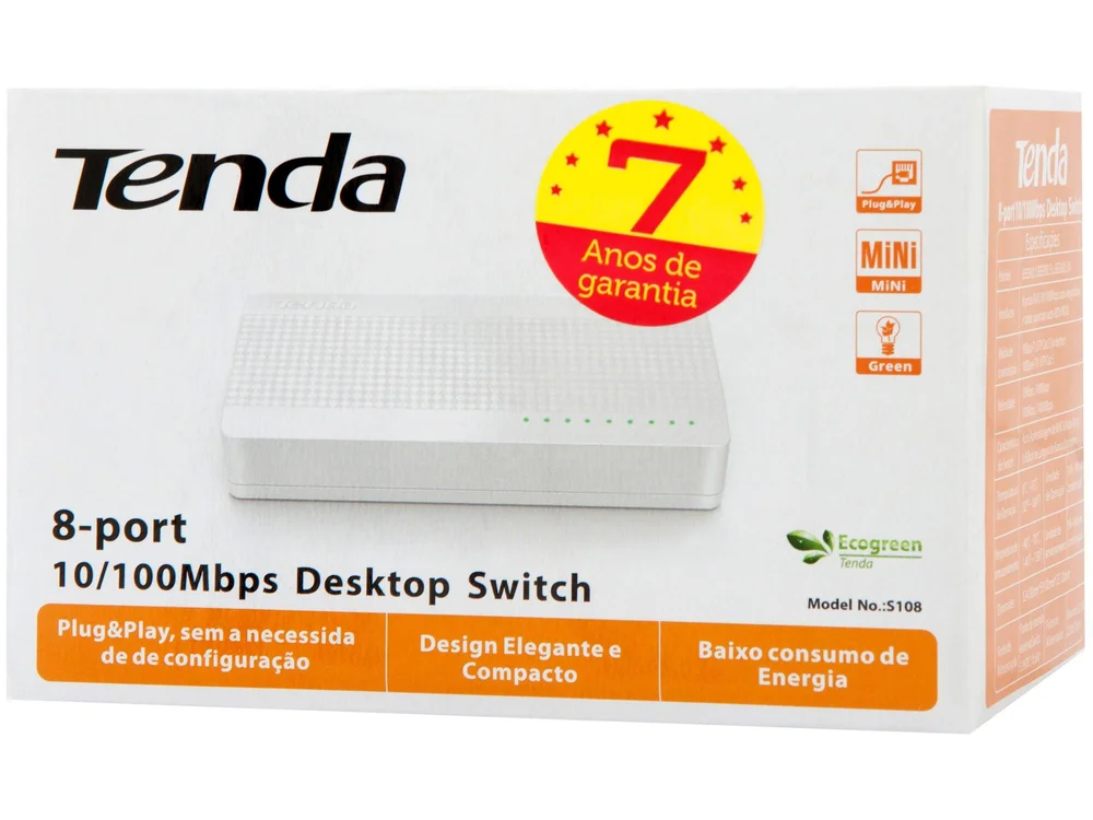 Switch 8 Portas 10100 Tenda S108 Kabum