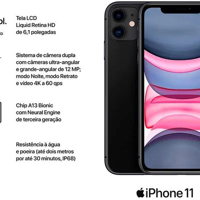 Iphone 11 Apple 128GB 4G Preto KaBuM