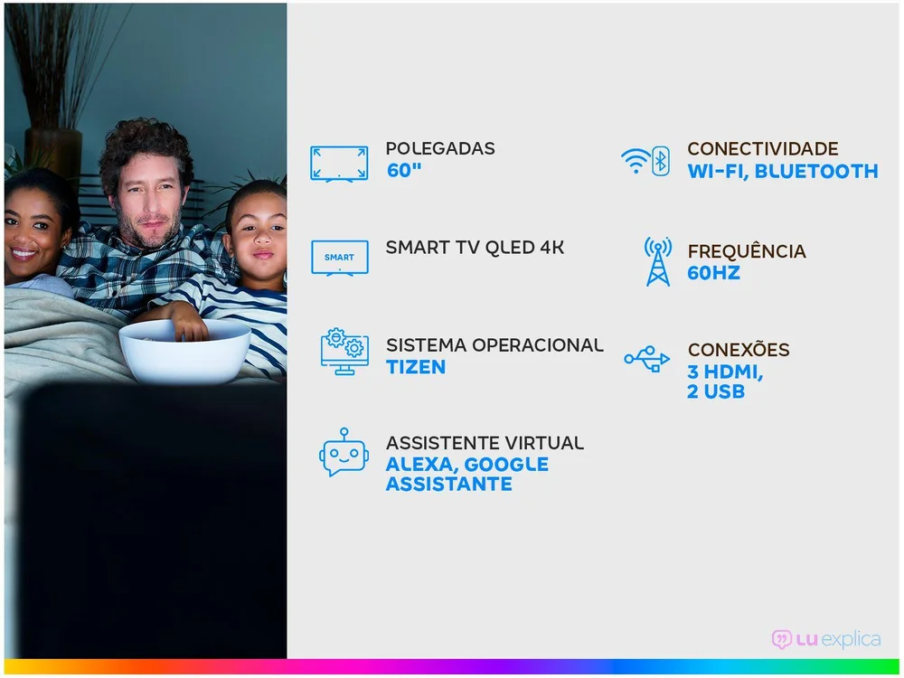 Smart TV Samsung 60 Polegadas, QLED, 4K, HDMI, USB, Modo Game, Som em Movimento, Tela sem limites Design, Slim - 60Q65B Smart TV Samsung 60 Polegadas, QLED, 4K, HDMI, USB, Modo Game, Som em Movimento, Tela sem limites Design, Slim - 60Q65B